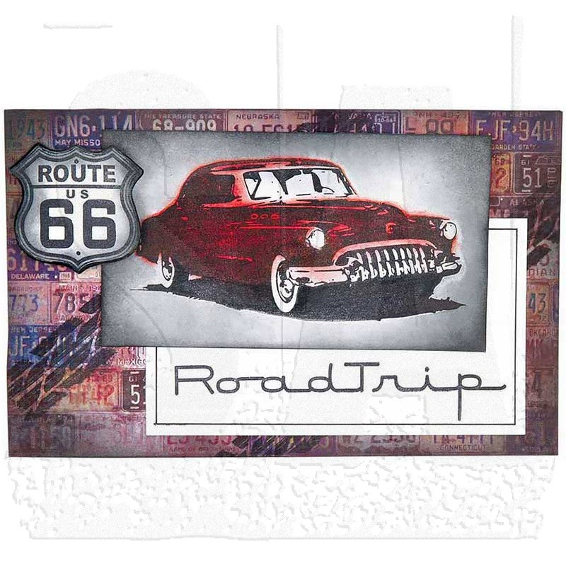 Tim Holtz Cling Rubber Stamps CMS128 ROAD TRIP car