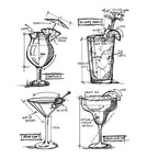 Tim Holtz Cling Rubber Stamps COCKTAILS BLUEPRINTS CMS335