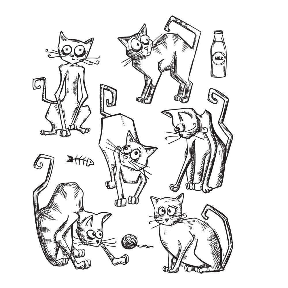 Tim Holtz Cling Rubber Stamps CRAZY CATS CMS251