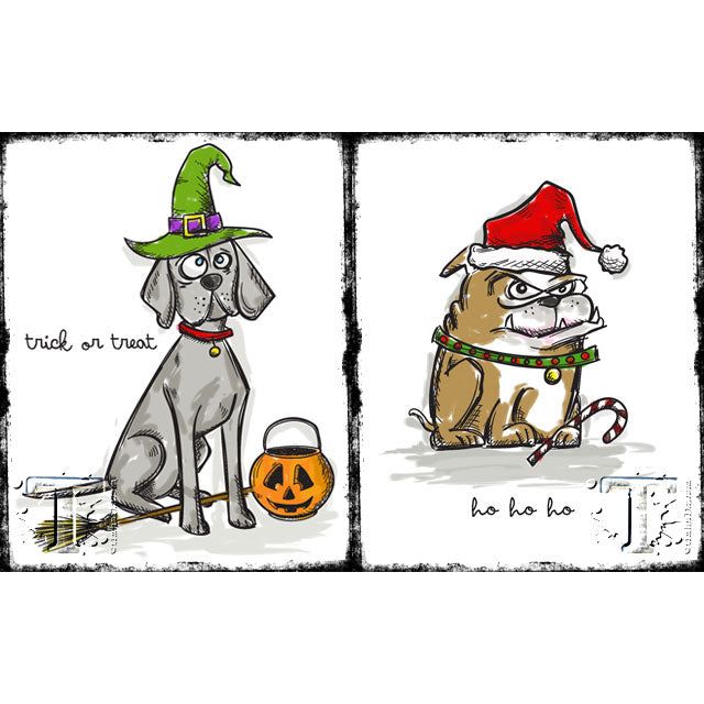 Tim Holtz Cling Rubber Stamps CRAZY DOGS CMS271 hats