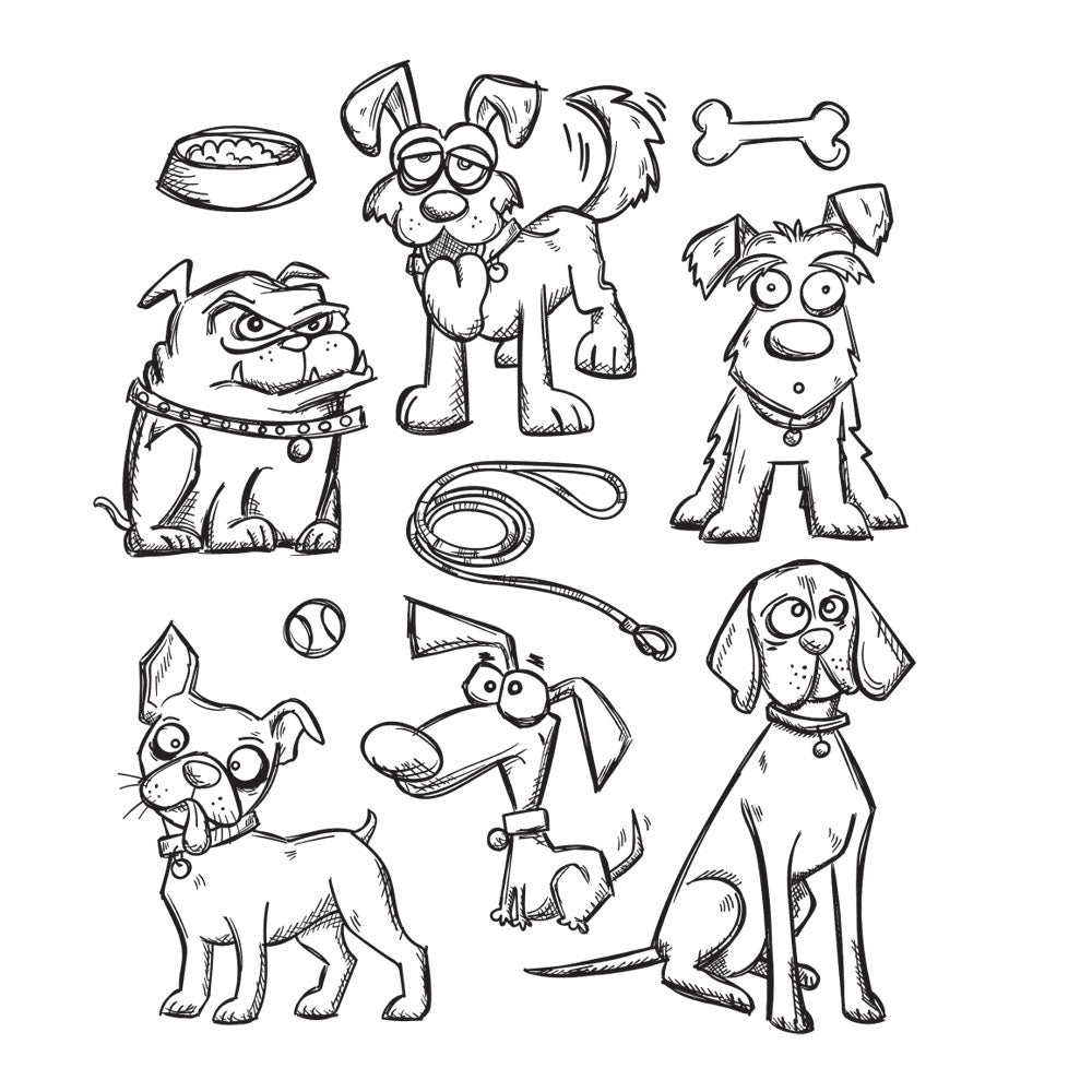 Tim Holtz Cling Rubber Stamps CRAZY DOGS CMS271