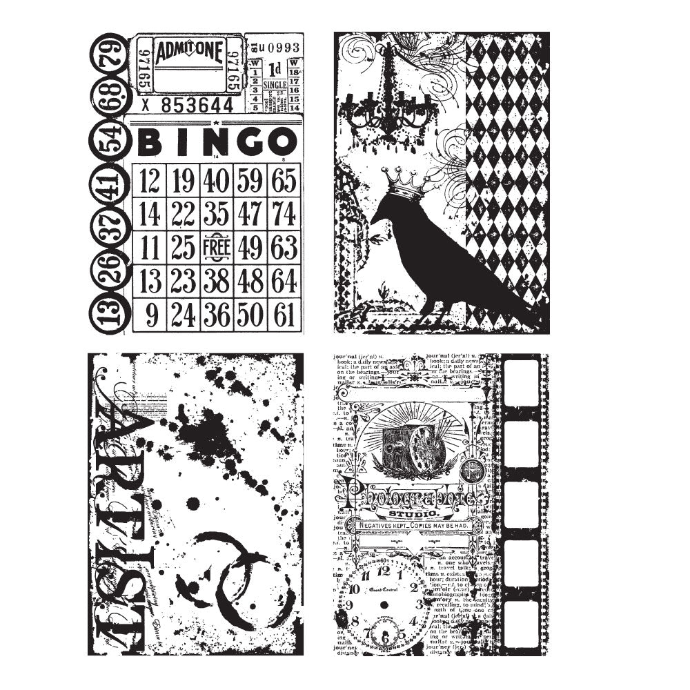 Tim Holtz Cling Rubber Stamps CREATIVE COLLAGES CMS044