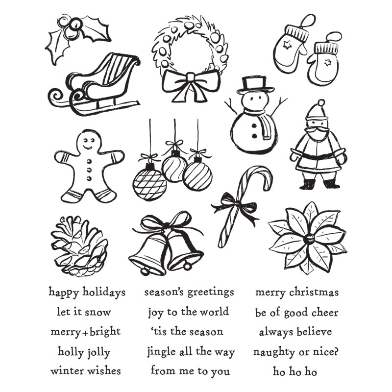 Tim Holtz Cling Rubber Stamps Christmas Doodles cms505