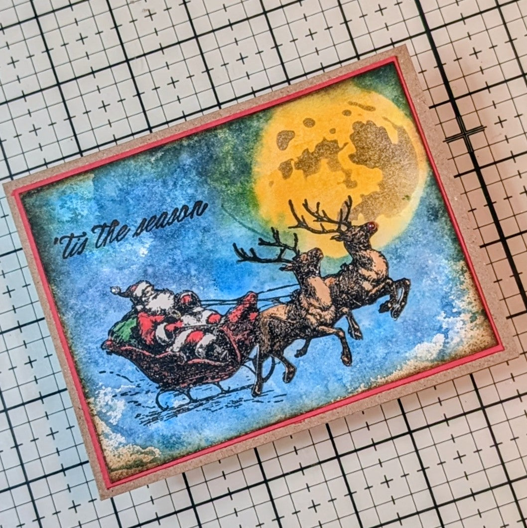 Tim Holtz Cling Rubber Stamps Christmas Spirit cms501 full moon santa card joy kennedy