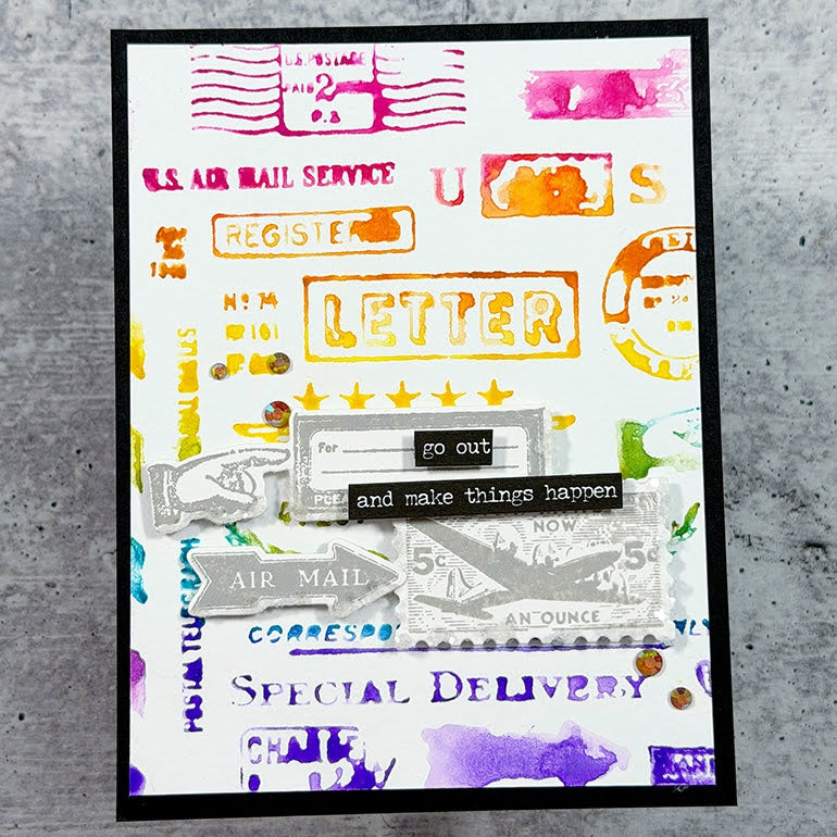 Tim Holtz Cling Rubber Stamps Correspondence cms225 rainbow letters