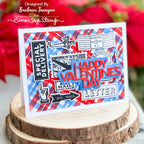 Tim Holtz Cling Rubber Stamps Correspondence cms225 red white and blue