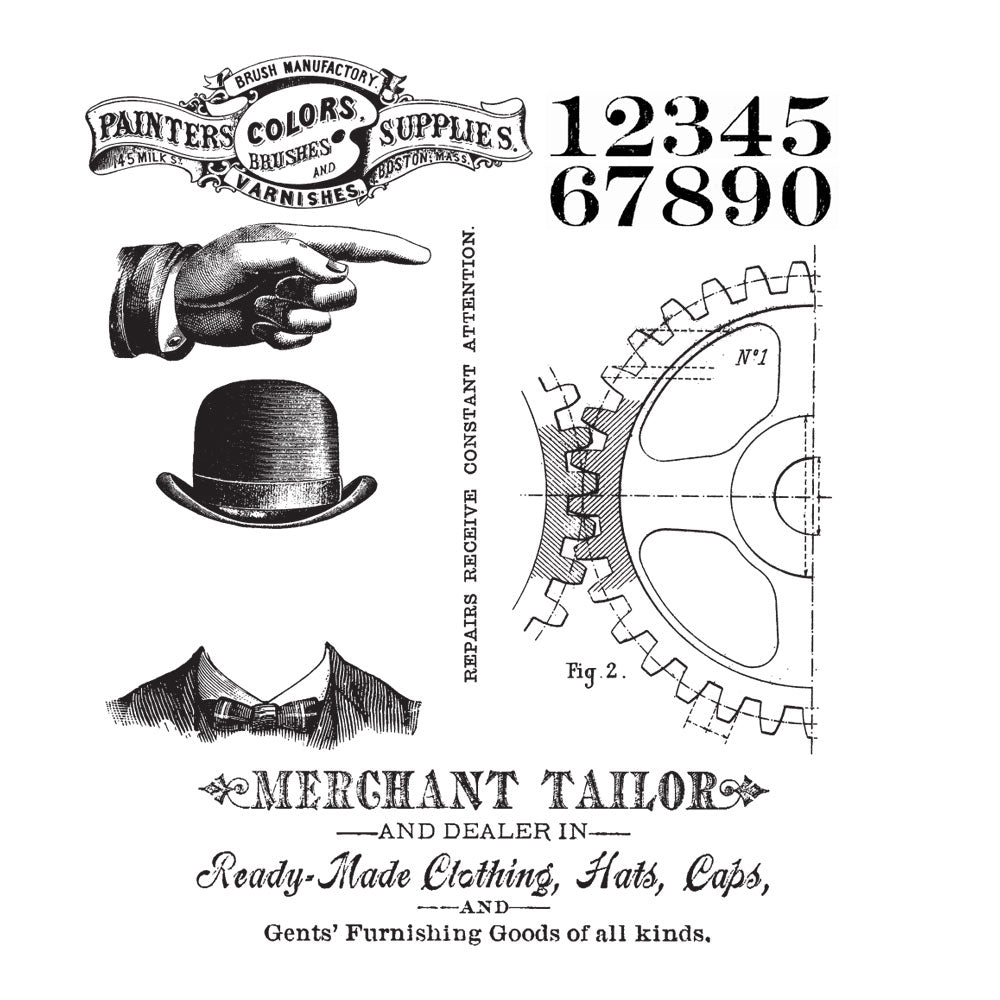 Tim Holtz Cling Rubber Stamps DAPPER CMS267