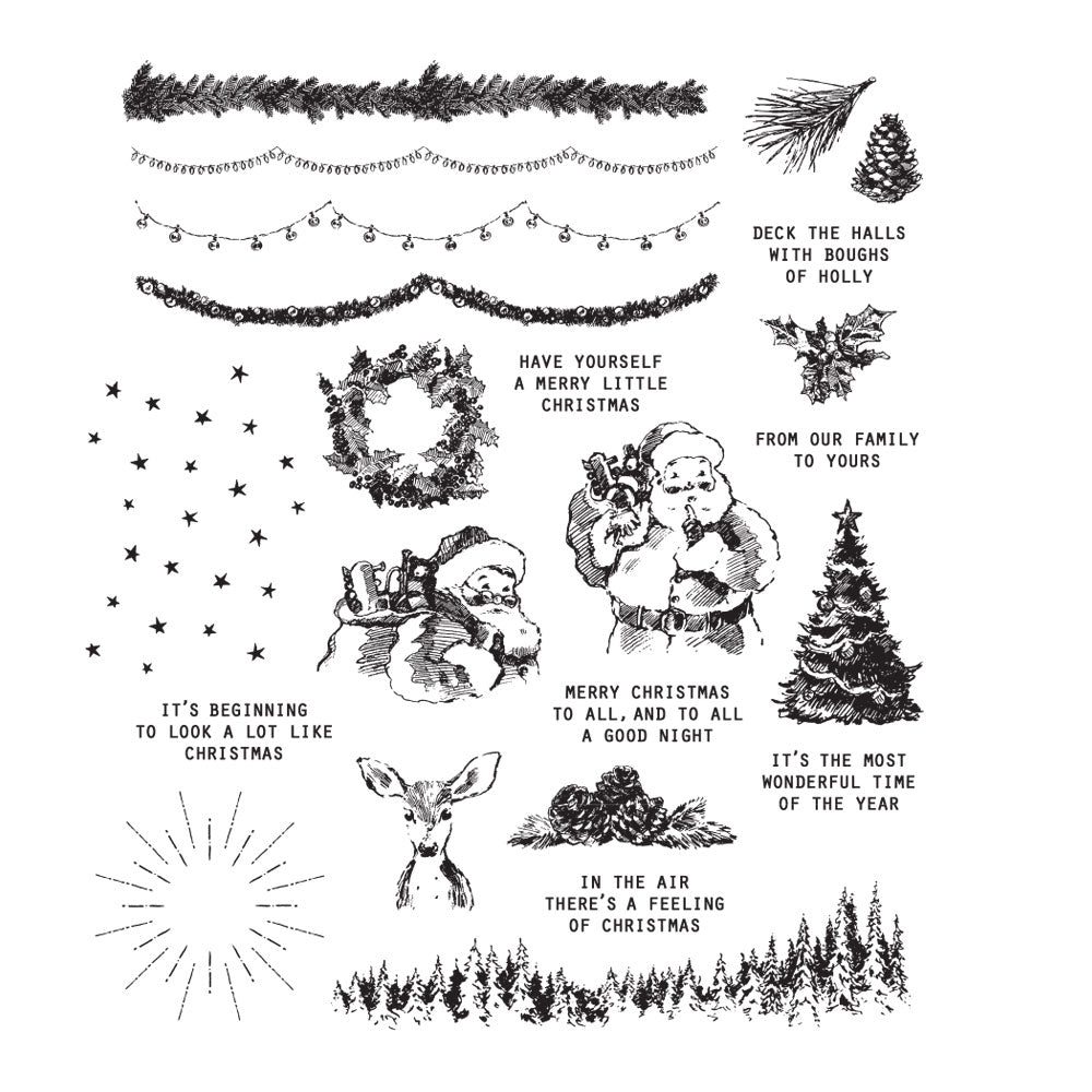 Tim Holtz Cling Rubber Stamps DARLING CHRISTMAS CMS457