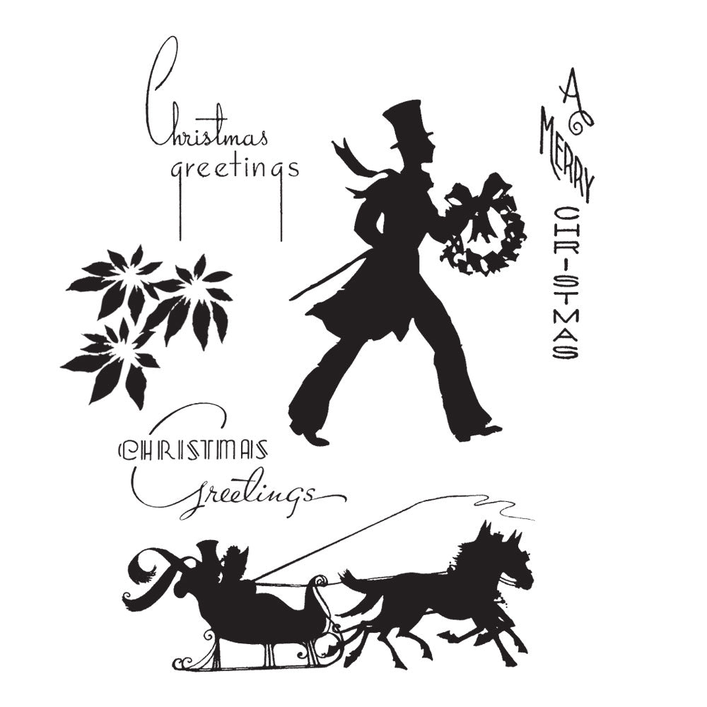 Tim Holtz Cling Rubber Stamps DECO CHRISTMAS cms176