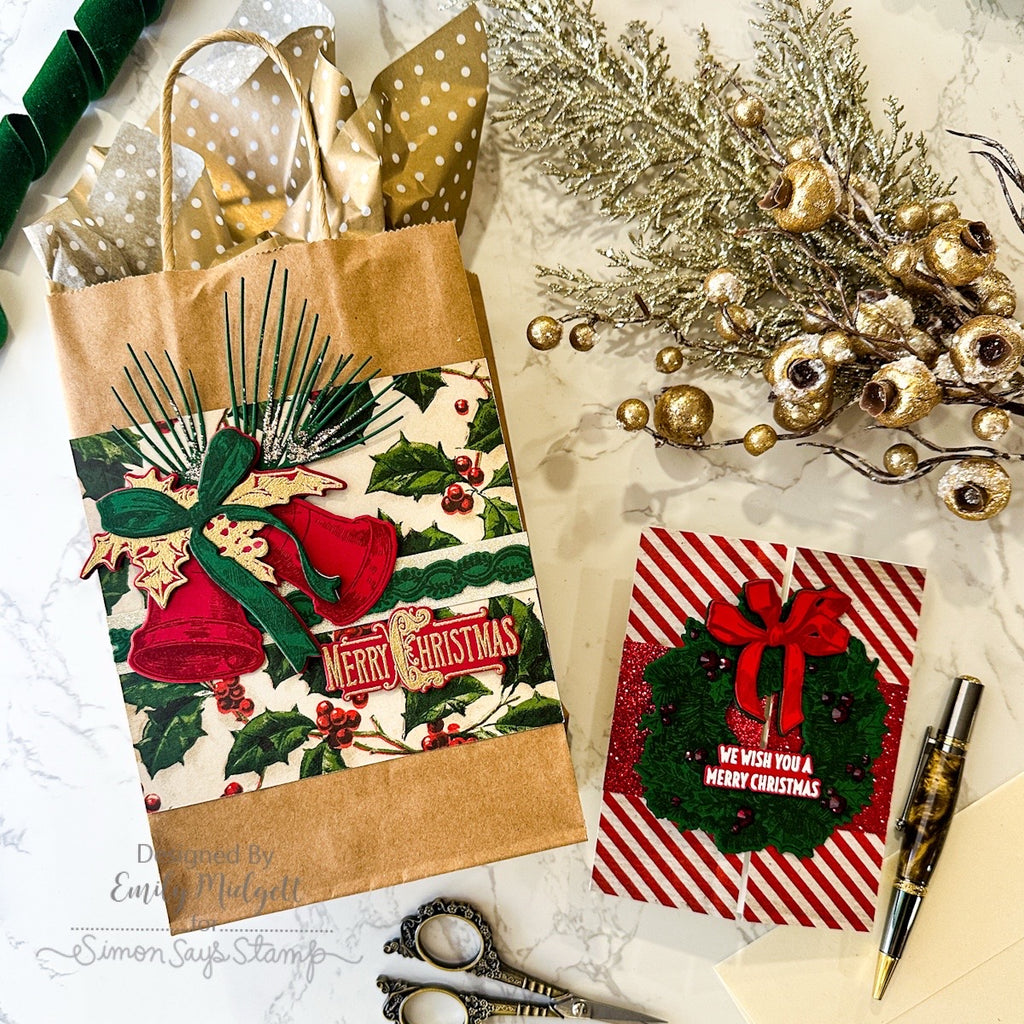Tim Holtz Cling Rubber Stamps Department Store cms458 merry christmas paper bag emily midgett