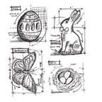 Tim Holtz Cling Rubber Stamps EASTER BLUEPRINTS cms144