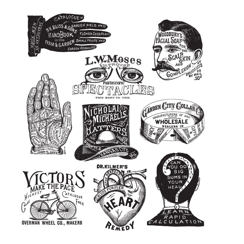 Tim Holtz Cling Rubber Stamps ECLECTIC ADVERTS CMS372