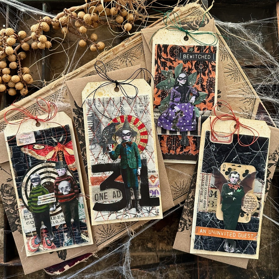 Tim Holtz Cling Rubber Stamps EXQUISITE CMS453 halloween tags | color-code:ALT01