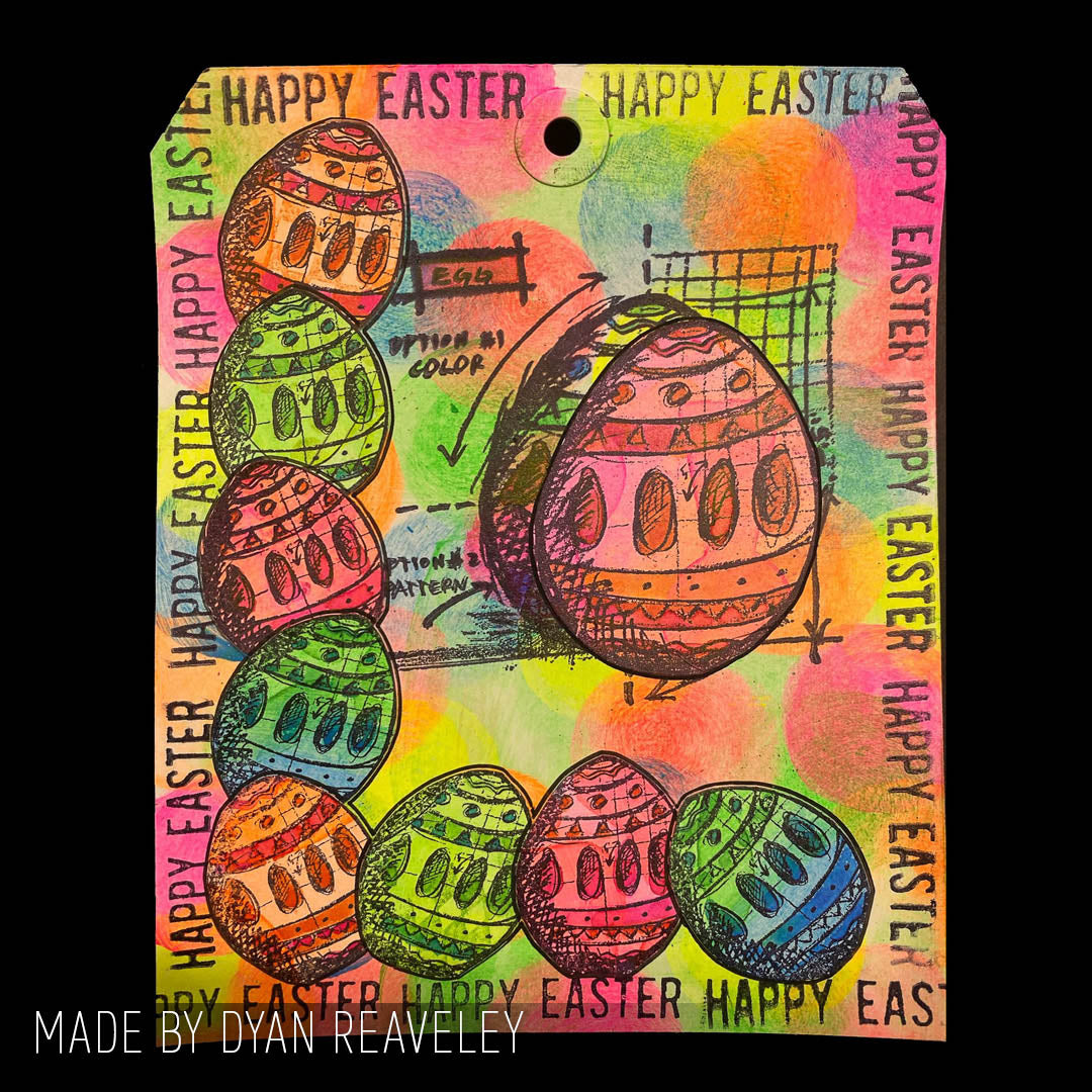 Tim Holtz Cling Rubber Stamps Easter Blueprints cms144 cute tag