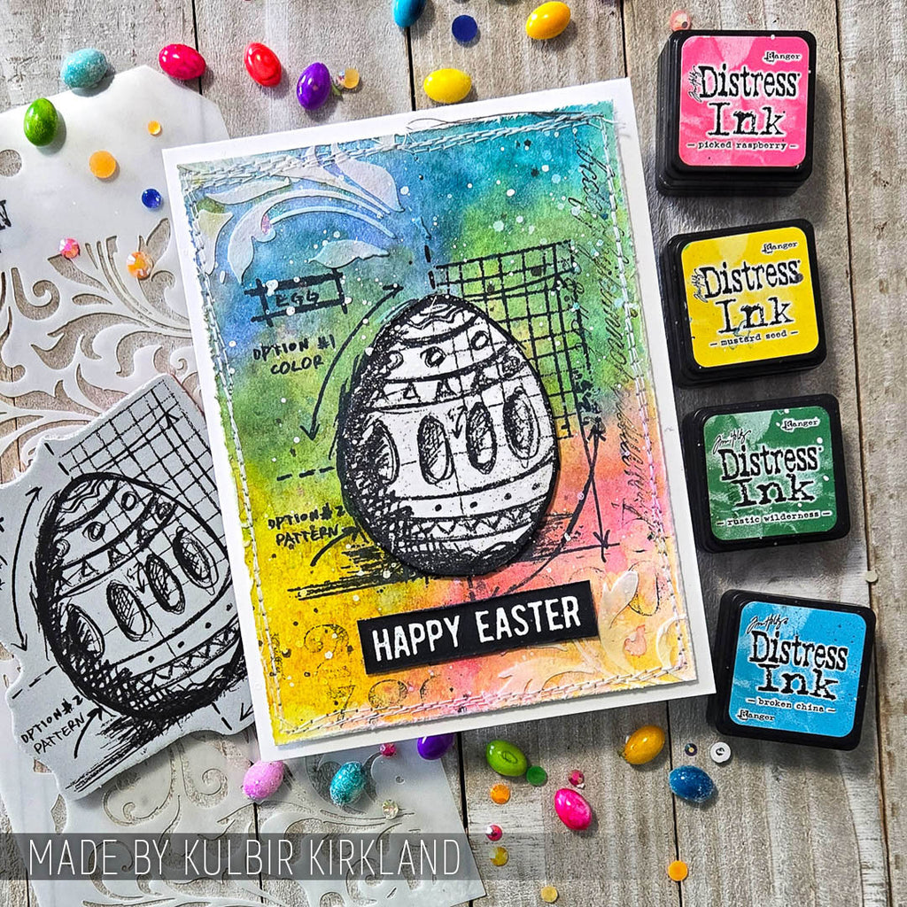 Tim Holtz Cling Rubber Stamps Easter Blueprints cms144 splatter
