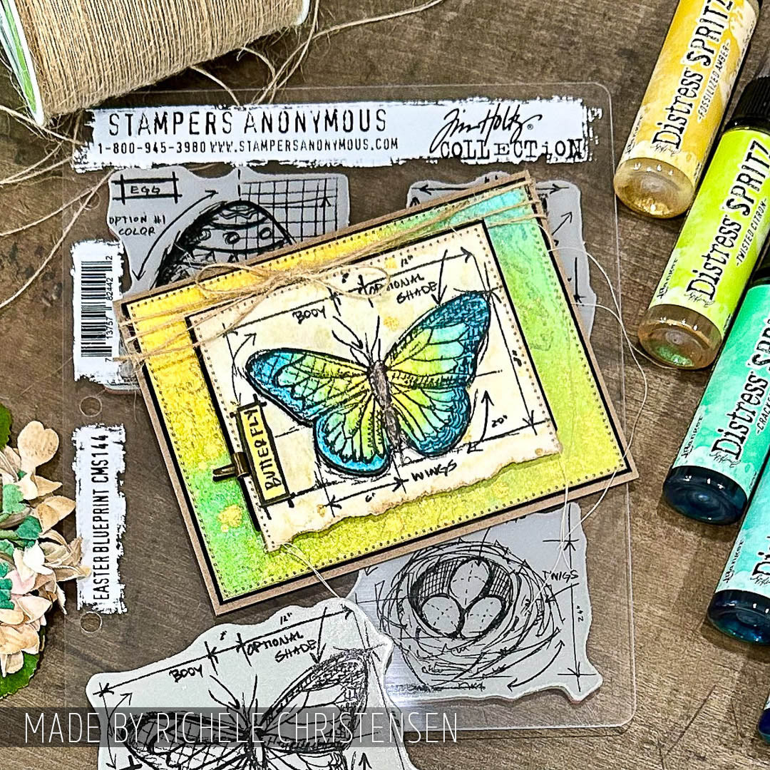 Tim Holtz Cling Rubber Stamps Easter Blueprints cms144 wings