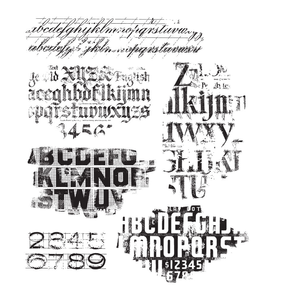 Tim Holtz Cling Rubber Stamps FADED TYPE CMS397