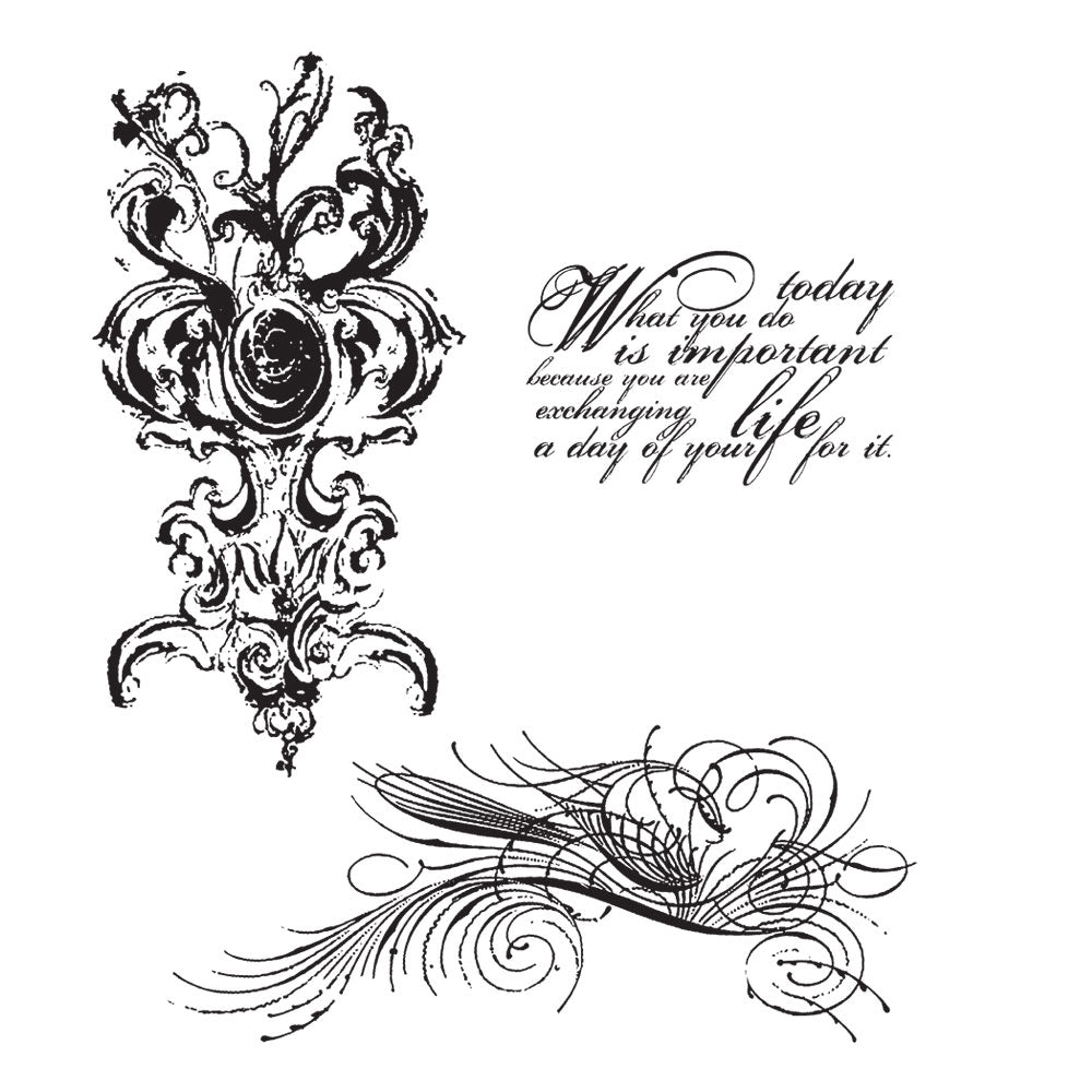 Tim Holtz Cling Rubber Stamps FANCY FLOURISH SET CMS005