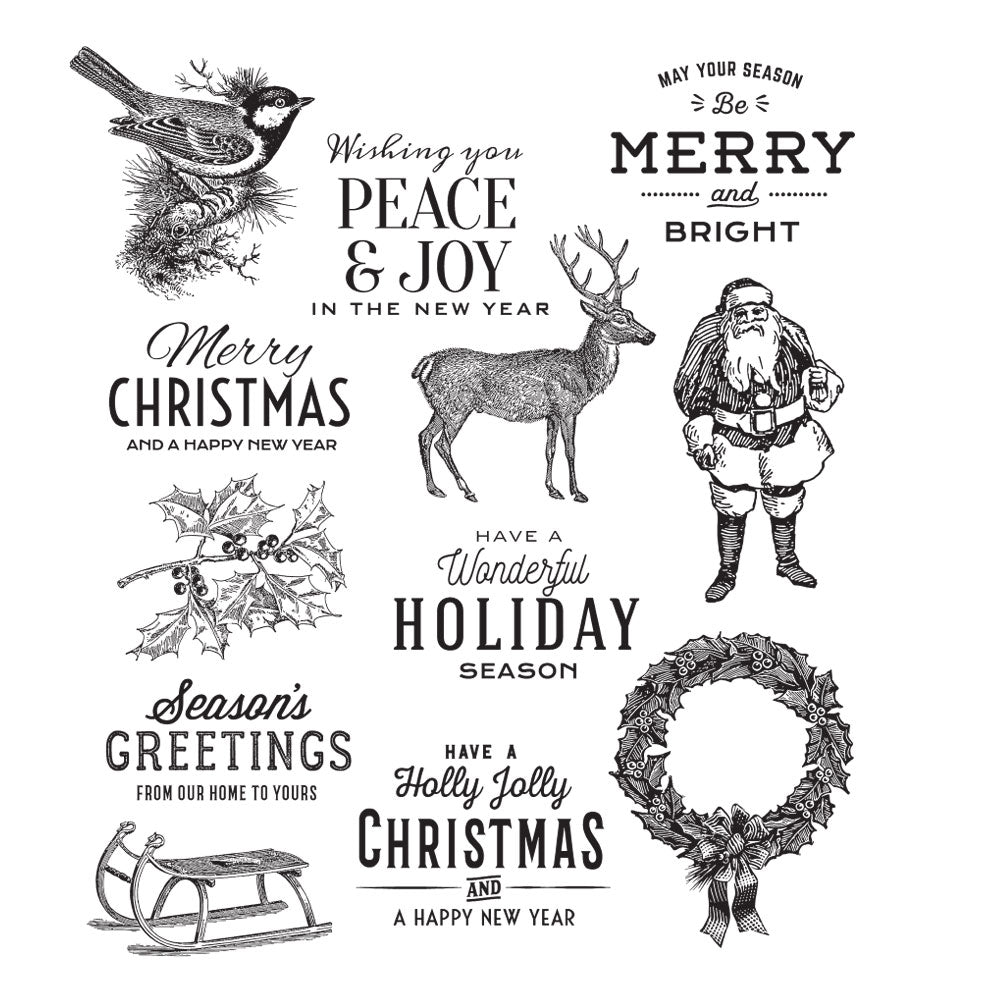 Tim Holtz Cling Rubber Stamps FESTIVE OVERLAY CMS357