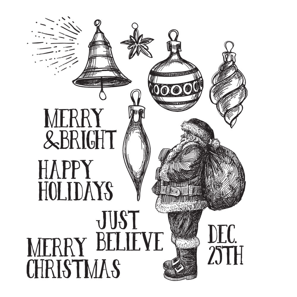 Tim Holtz Cling Rubber Stamps FESTIVE SKETCH CMS283
