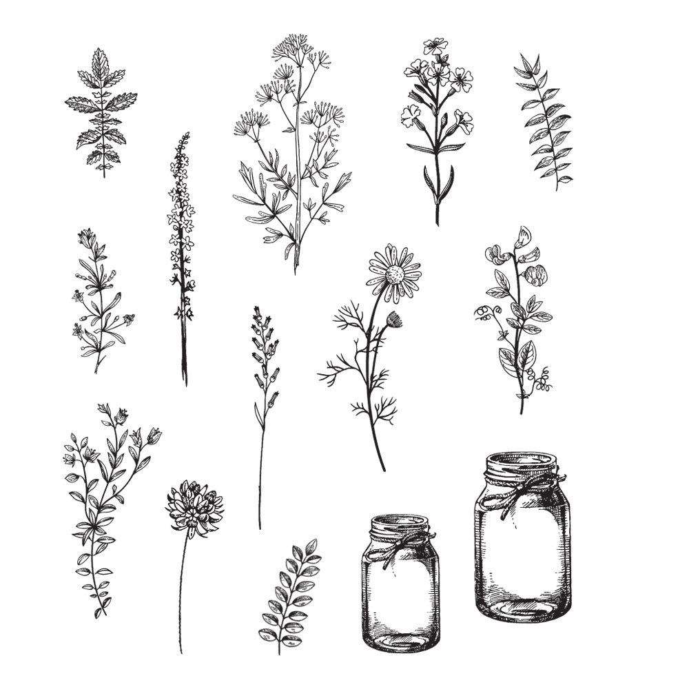 Tim Holtz Cling Rubber Stamps FLOWER JAR CMS297