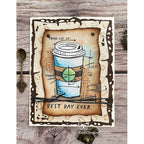 Tim Holtz Cling Rubber Stamps FRESHLY BREWED BLUEPRINT CMS232 coffee cup coffee bean background best day ever card | color-code:ALT04