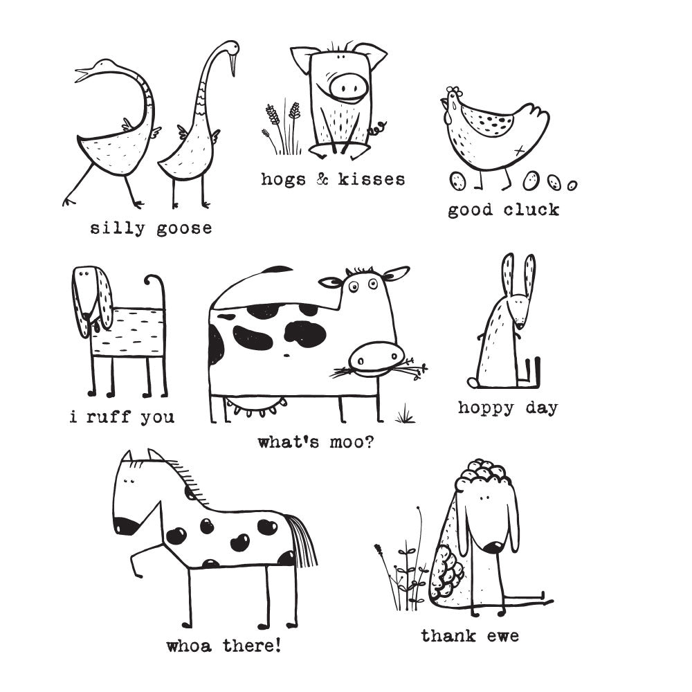 Tim Holtz Cling Rubber Stamps FUNNY FARM CMS361