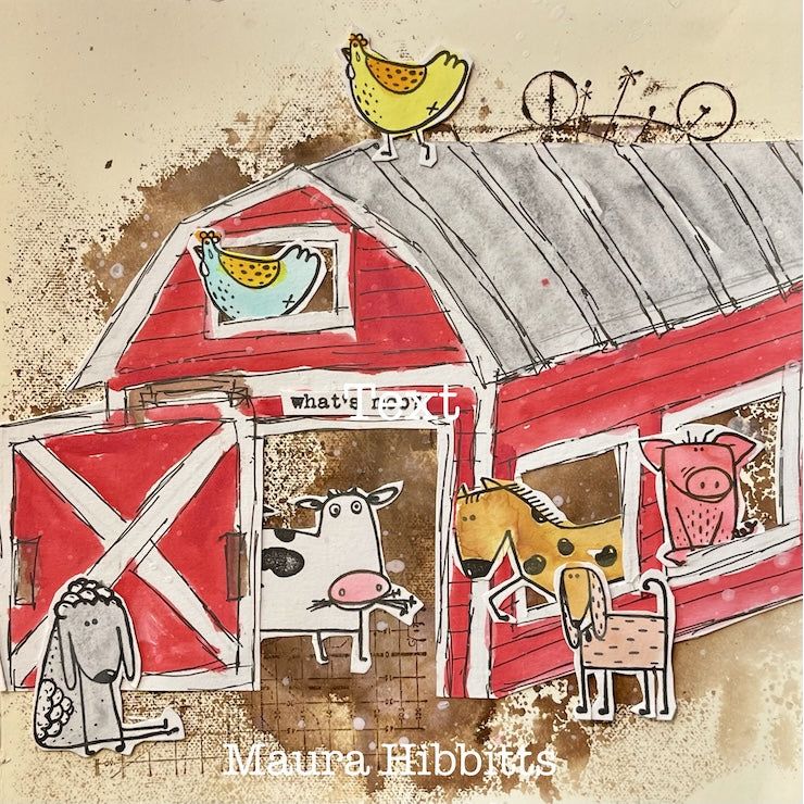 Tim Holtz Cling Rubber Stamps FUNNY FARM CMS361 red barn | color-code:ALT01
