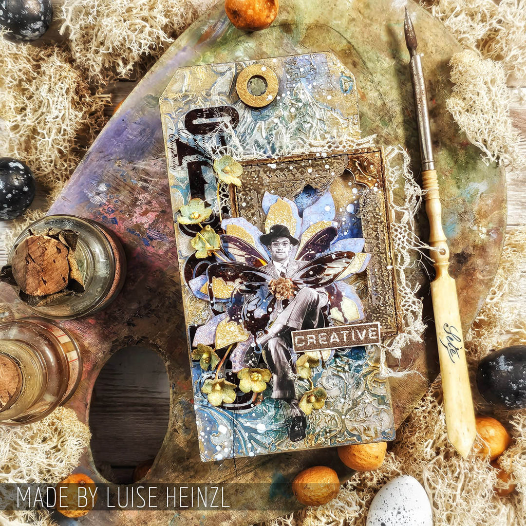 Tim Holtz Cling Rubber Stamps Fairytale Frenzy cms058 tag