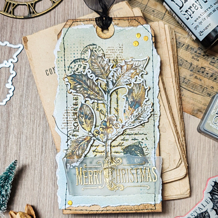 Tim Holtz Cling Rubber Stamps Festive Collage cms459 holiday tag | color-code:ALT02