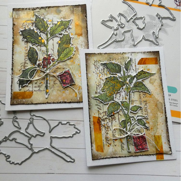 Tim Holtz Cling Rubber Stamps Festive Collage cms459 tea stained