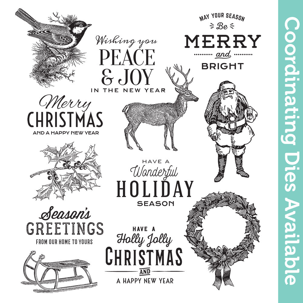 Tim Holtz Cling Rubber Stamps Festive Overlay cms357