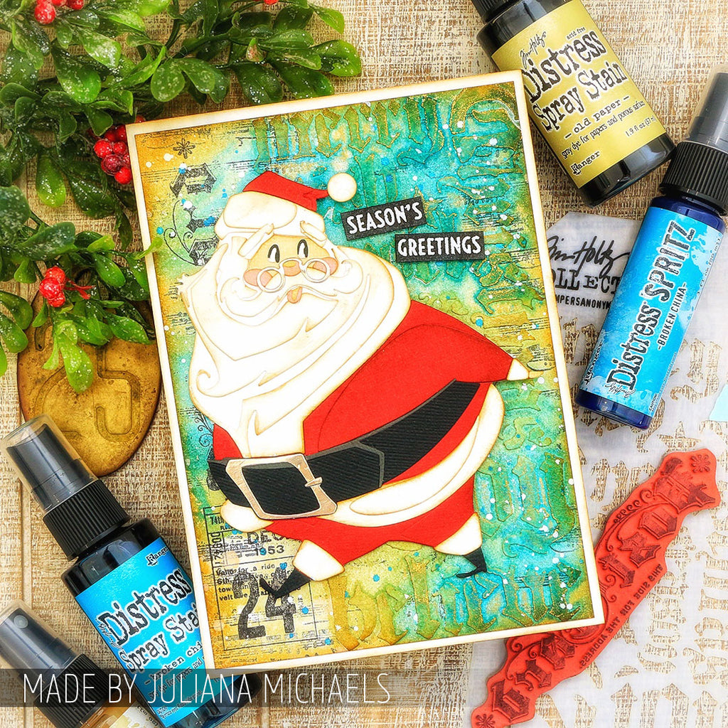 Tim Holtz Cling Rubber Stamps Festive Sounds cms048 santa