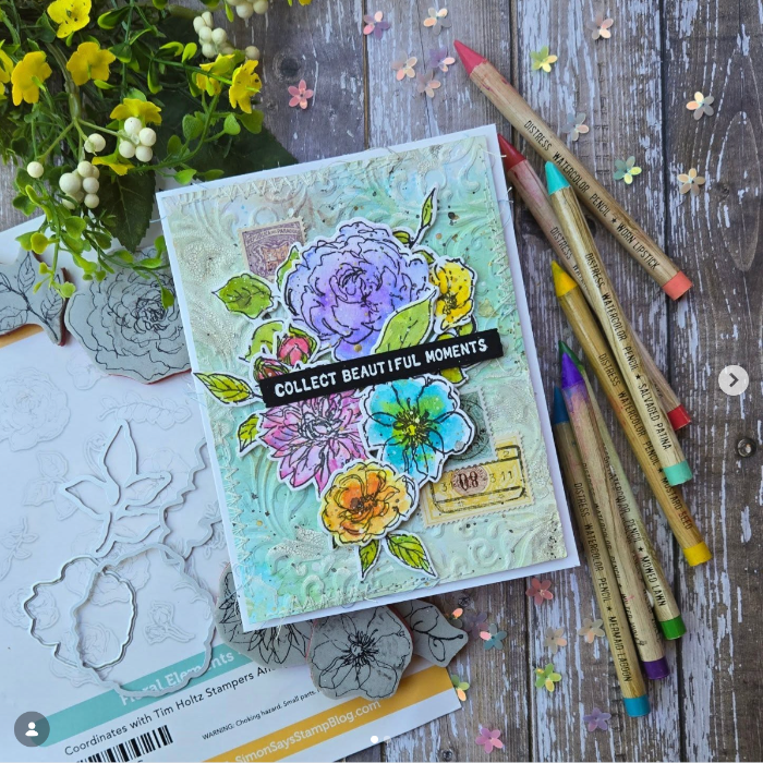 Tim Holtz Cling Rubber Stamps Floral Elements cms445 beautiful moments card kulbir kirkland