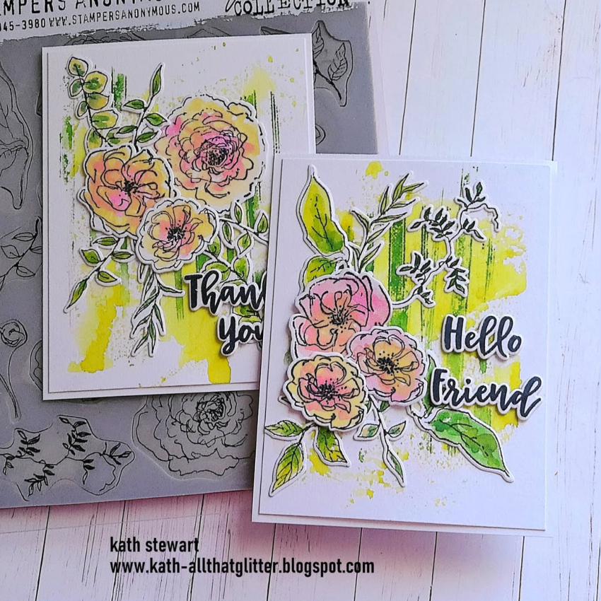 Tim Holtz Cling Rubber Stamps Floral Elements cms445 hello friend card kath stewart | color-code:ALT01