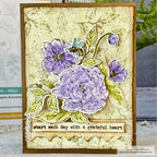 Tim Holtz Cling Rubber Stamps Floral Elements cms445 purple flowers card tami bastiaans