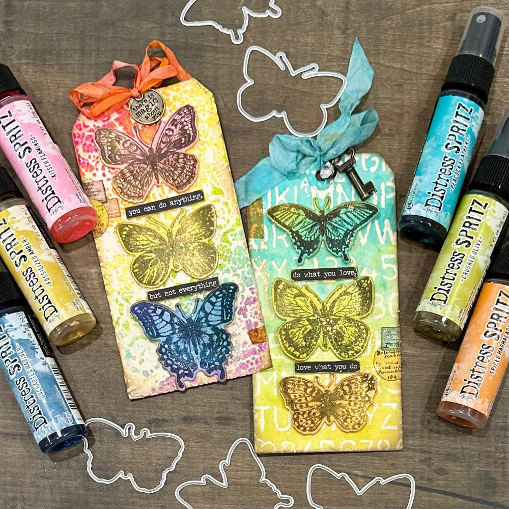 Tim Holtz Cling Rubber Stamps Flutter cms294 cute tags