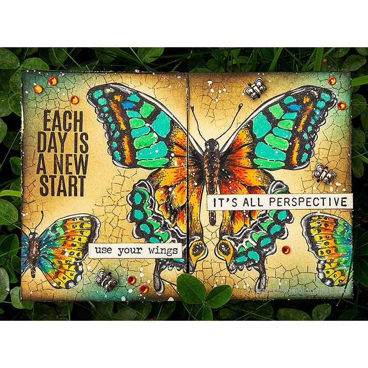 Tim Holtz Cling Rubber Stamps Flutter cms294 green | color-code:ALT05