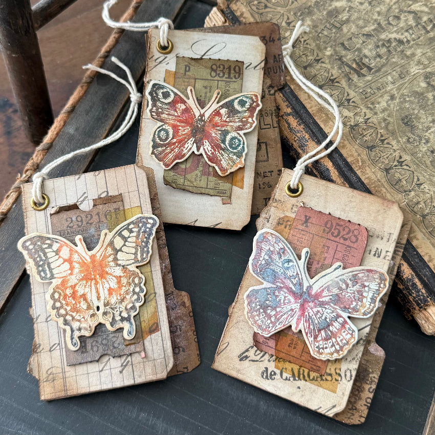 Tim Holtz Cling Rubber Stamps Flutter cms294 tags