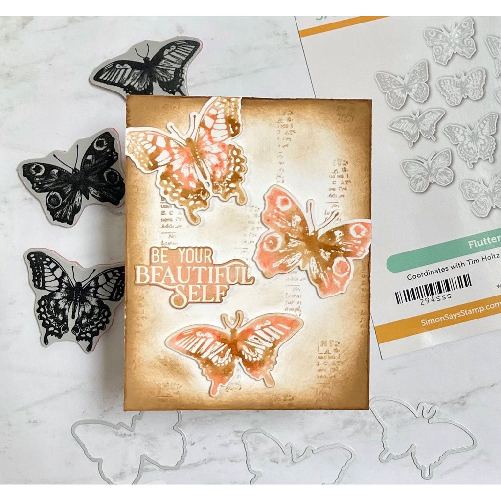 Tim Holtz Cling Rubber Stamps Flutter cms294 worn