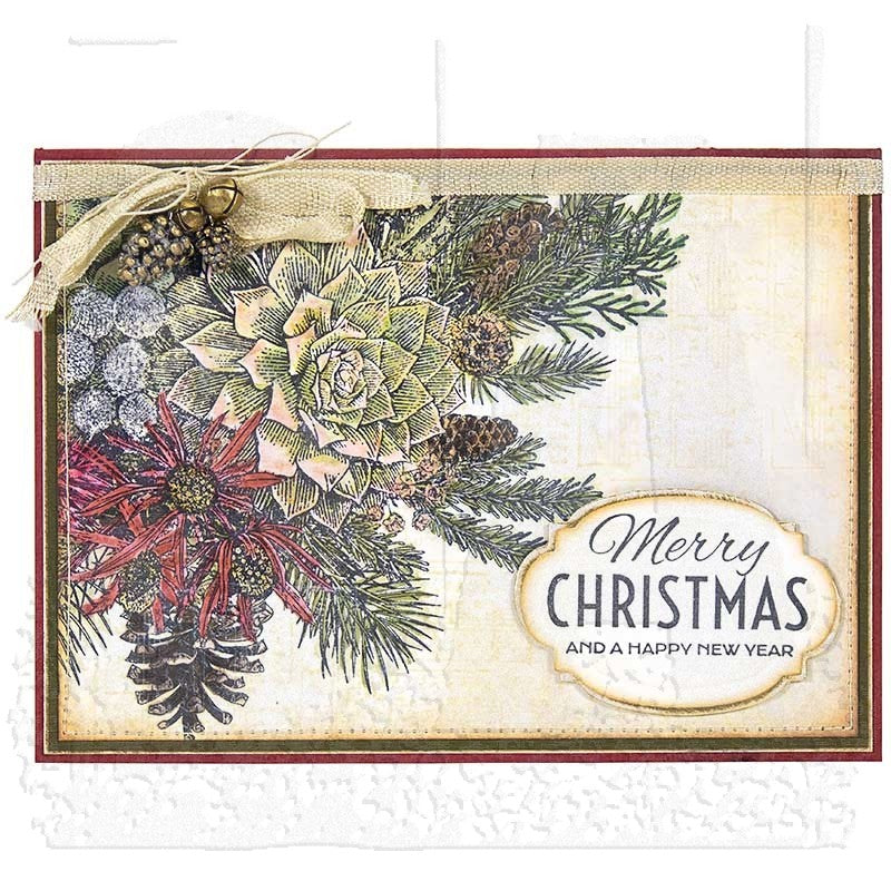 Tim Holtz Cling Rubber Stamps GLORIOUS BOUQUET WITH GRID BLOCK CMS325 christmas