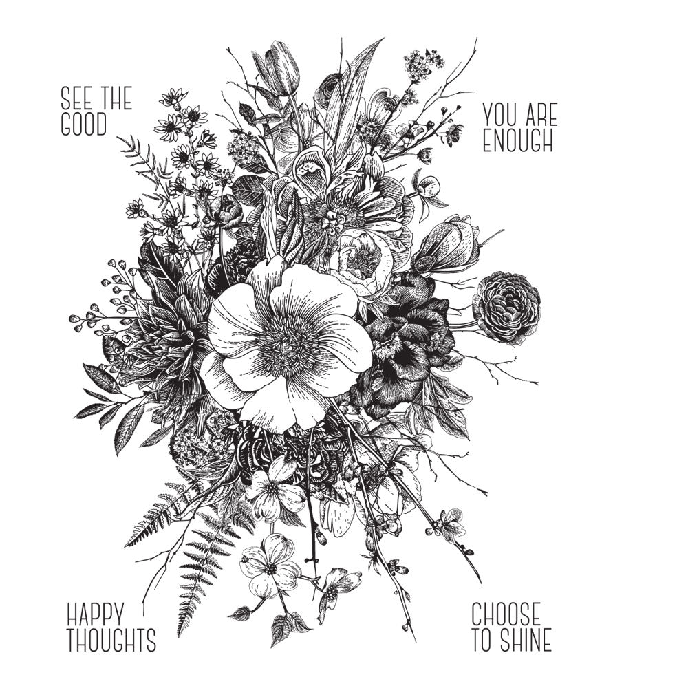 Tim Holtz Cling Rubber Stamps GLORIOUS GARDEN WITH GRID BLOCK CMS366