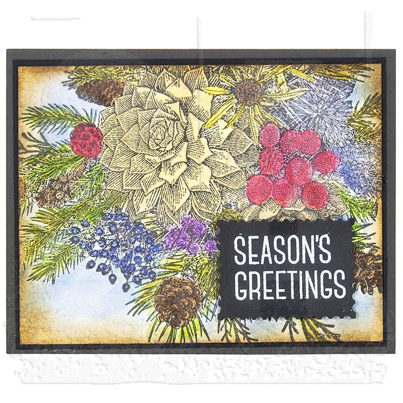 Tim Holtz Cling Rubber Stamps GLORIOUS GATHERINGS WITH GRID BLOCK CMS351 berries
