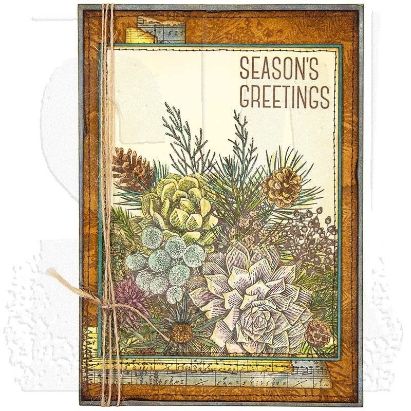 Tim Holtz Cling Rubber Stamps GLORIOUS GATHERINGS WITH GRID BLOCK CMS351 season's greetings