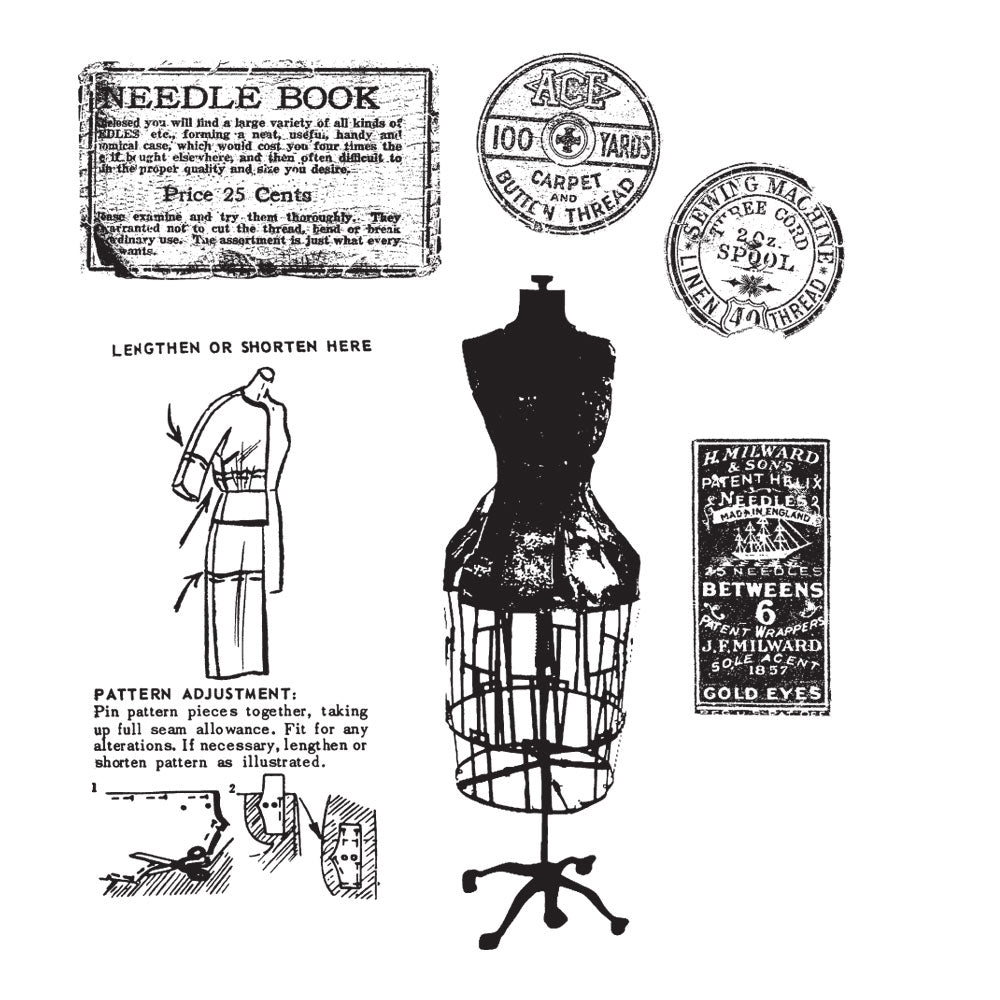 Tim Holtz Cling Rubber Stamps HABERDASHERY CMS105