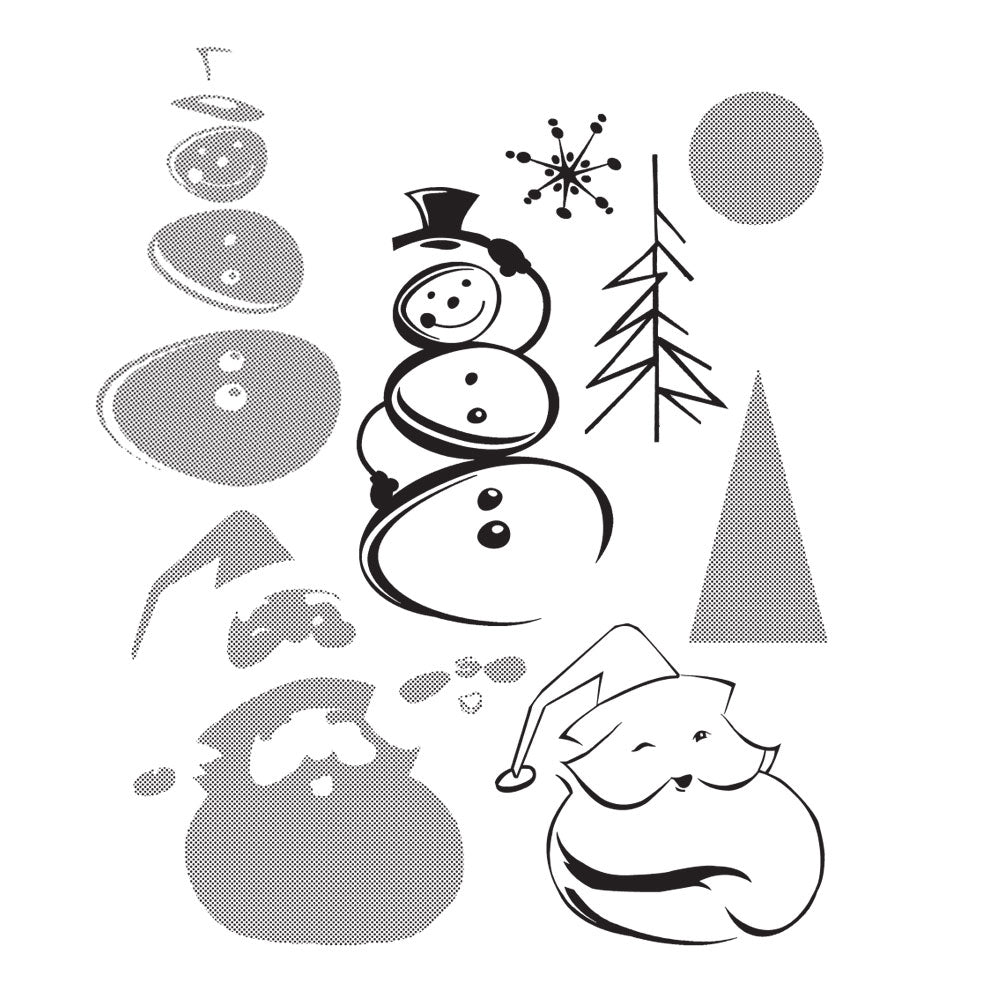 Tim Holtz Cling Rubber Stamps HALFTONE CHRISTMAS CMS204
