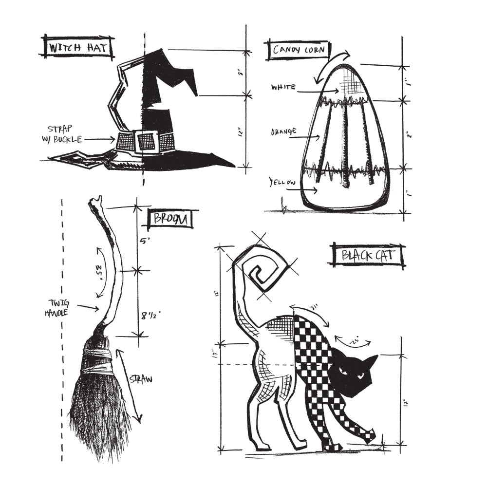 Tim Holtz Cling Rubber Stamps HALLOWEEN BLUEPRINTS 3 CMS200