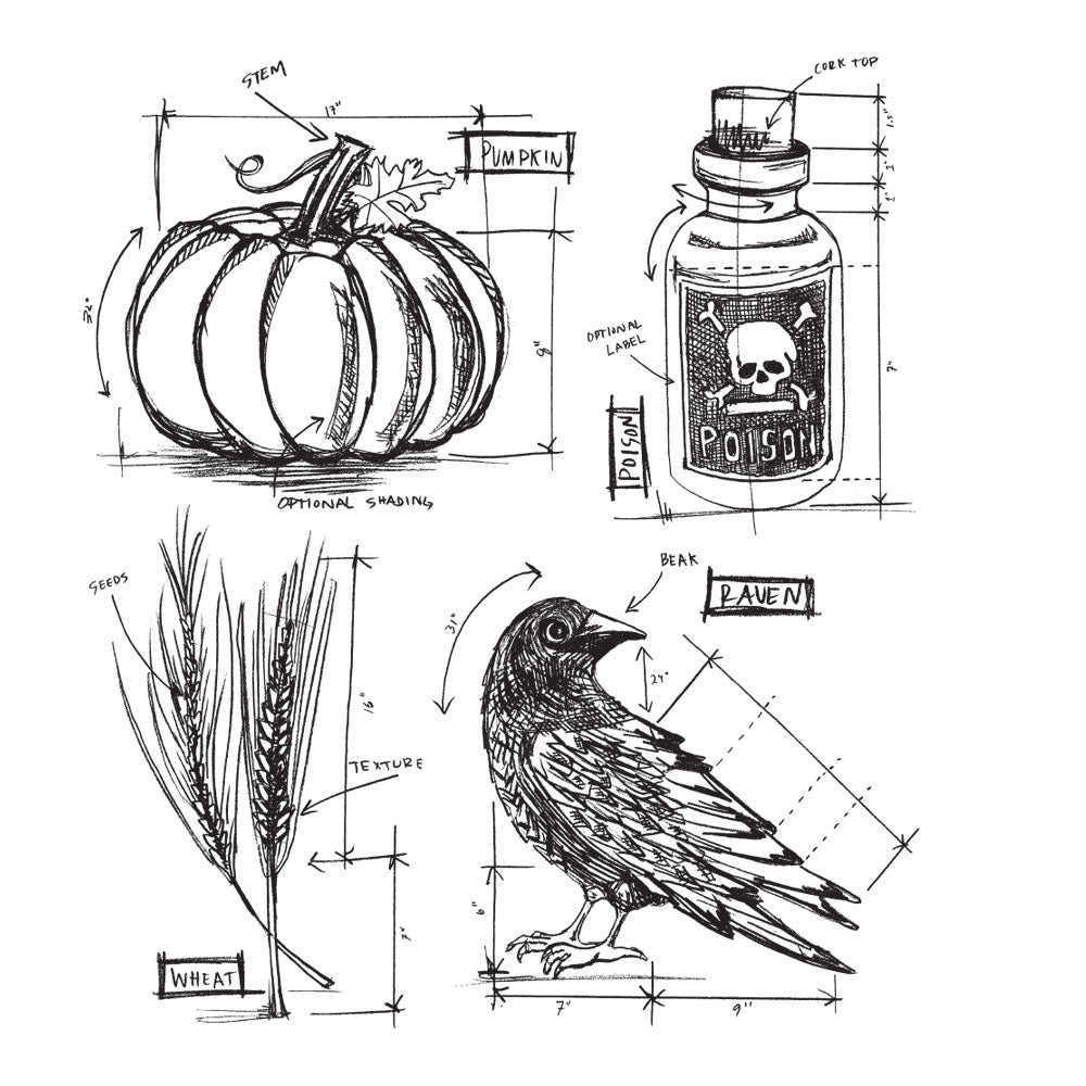 Tim Holtz Cling Rubber Stamps  HALLOWEEN BLUEPRINT 2 CMS167
