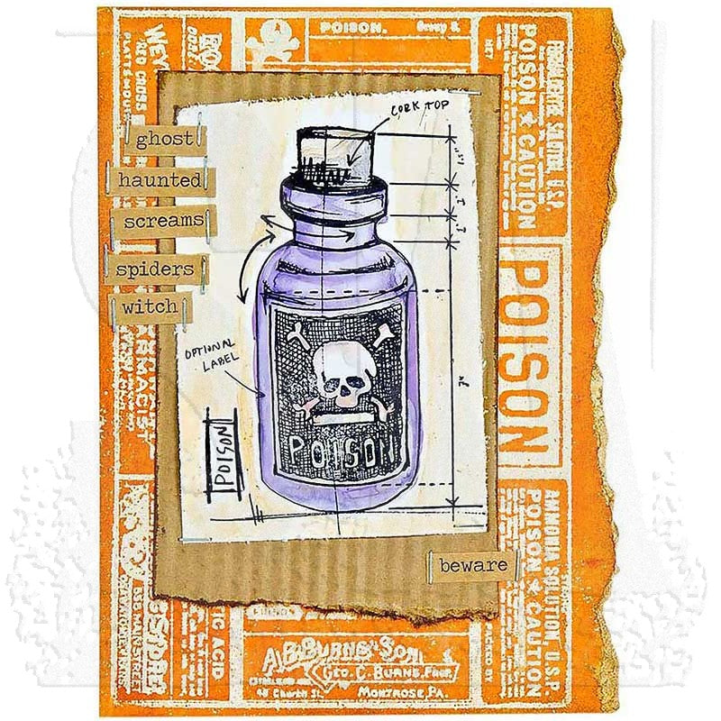 Tim Holtz Cling Rubber Stamps HALLOWEEN BLUEPRINT 2 CMS167 poison