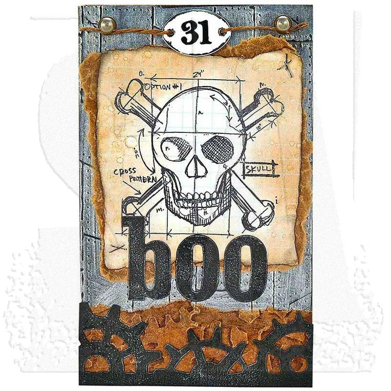 Tim Holtz Cling Rubber Stamps HALLOWEEN BLUEPRINT CMS134 boo